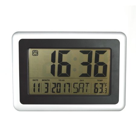 Hippih 10 Extra-Large Digital Calendar Day Clock with Temperature Non-Abbreviated DayDate Display