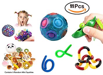Sensory Toys Bundle, 11 Pack ADHD Fidget Toys Squishy Toys for Toddlers, Kids, Children, School Teens and Adults, For Autism, ADHD, Bad Habits & More- Risk-Free