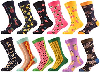 WeciBor Men's Dress Crazy Colorful Novelty Funny Casual Combed Cotton Crew Socks Pack