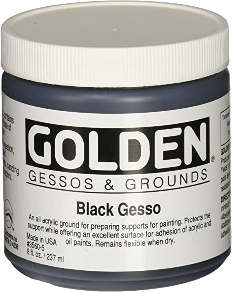 Golden 0003560-5 Acrylic Black Gesso Jar, 8 oz