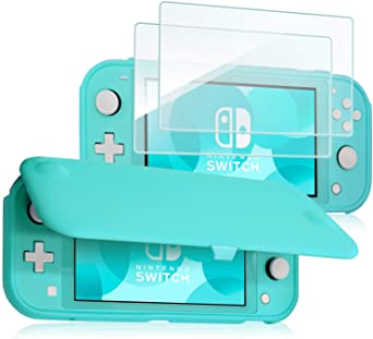 ProCase Nintendo Switch Lite Flip Cover with 2 Pack Tempered Glass Screen Protectors, Slim Protective Flip Case with Magnetically Detachable Front Cover for Nintendo Switch Lite 2019 -Turquoise