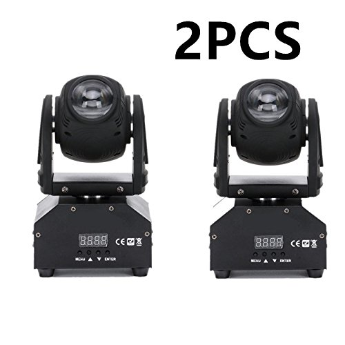 YMHWWW LED Head Moving Light 10W Rotating Moving Head DMX512 Sound Activated Master-slave Auto Running 11/13 Channels RGBW Color Changing Beam Light for Disco KTV Club Party (2PCS))