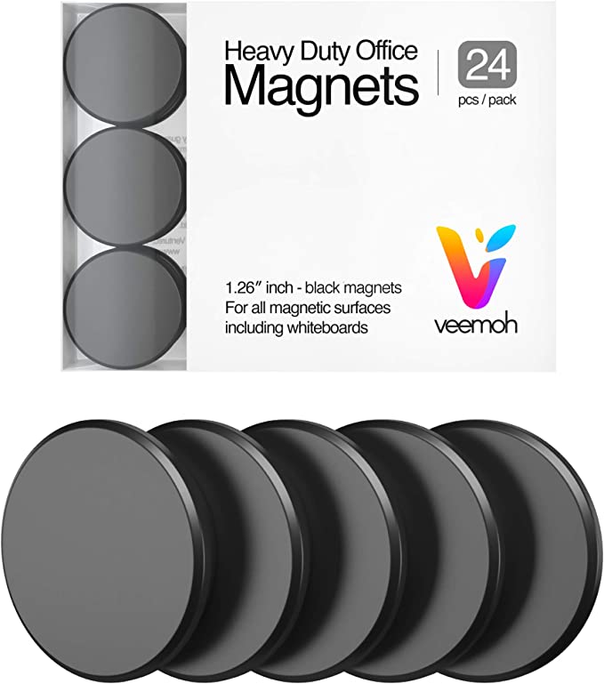 24-piece Veemoh Heavy duty Office magnets pack - Office, Kitchen, Refrigerator, Whiteboard magnet set