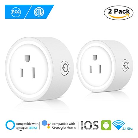 Wifi Smart Plug, ZONKO Wireless Plug Socket with Energy Monitoring -2 Packs, Compatible with Amazon Alexa & Google Home, No Hub Required, App Control Your Devices Anytime Anywhere