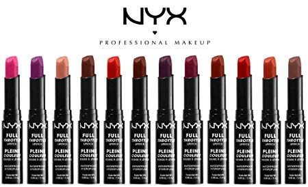 NYX Full Throttle Waterproof Long-Lasting Lipstick 12-Piece Set, Assorted Colors (Shown in Photo)