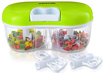 Gourmia GCH9295 Twin Vegetable Chopper & Blender Double Sided Kitchen Gadget With Interchangeable Dicing & Blending Attachments, Durable BPA free food safe material