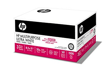 HP Paper, Multipurpose Ultra White, 20lb, 8.5x11, Letter, 96 Bright, 1,500 Sheets / 3 Ream Case, Made In The USA