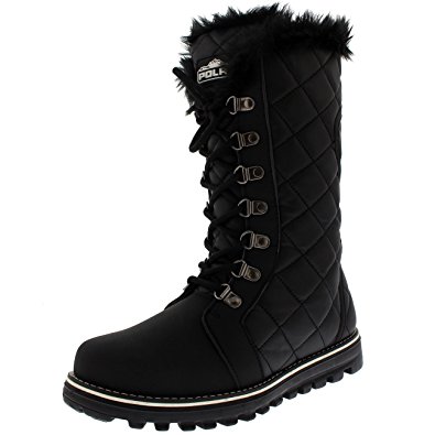 Polar Products Womens Quilted Comfy Winter Rain Warm Snow Knee High Boot