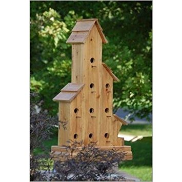 Suncast Garden Large Bird House w/ Landing Perches/Pegs, Cedar (Paint/Stain Ready)