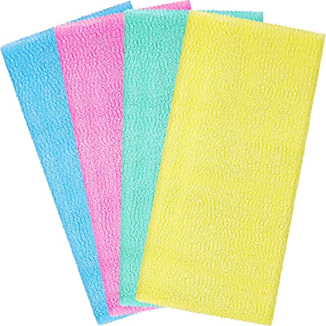 Boao 4 Pieces Beauty Skin Bath Wash Towel Exfoliating Bath Cloth Magic Shower Washcloth for Body 35 Inches 4