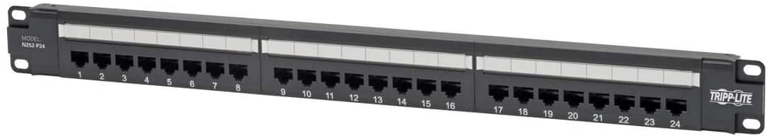 TRIPP LITE Cat6 PoE  Compliant Patch Panel 24-Port 110/Krone 568A/B RJ45 Ethernet 1URM Rackmount TAA (N252-P24)