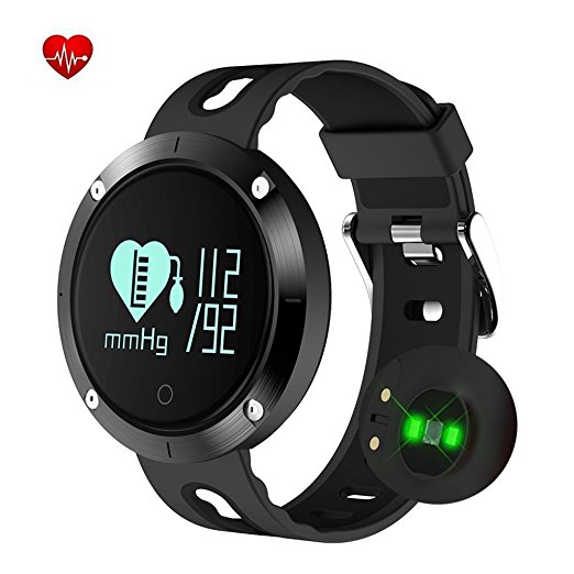 Fitness Tracker Smart Watch-Blood Pressure Monitor,Heart Rate Monitor,Sleeping Monitor,Tracker Pedometer with IP67 Waterproof OLED Large Touch Screen for IOS and Android(BLACK)