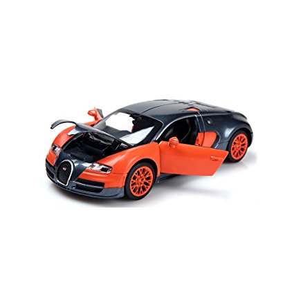 New style 1:32 Bugatti Veyron Alloy Diecast car model collection light&sound Orange by ZHMY