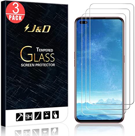 J&D Compatible for Realme X50 Pro 5G Glass Screen Protector (3-Pack), Not Full Coverage, Tempered Glass HD Clear Ballistic Glass Screen Protector for Realme X50 Pro 5G Glass Film