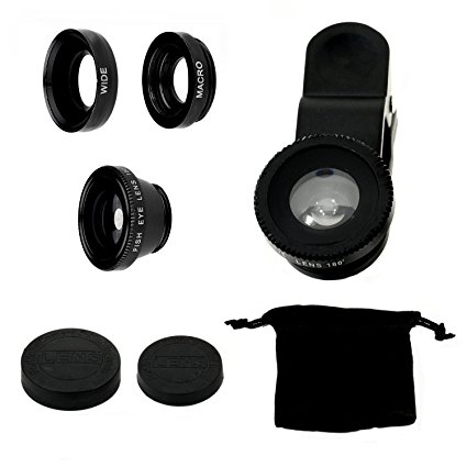 Soul Lenses Phone Camera Lens Kit (3-in-1: Fisheye, Macro, and Wide Angle included) (Black)