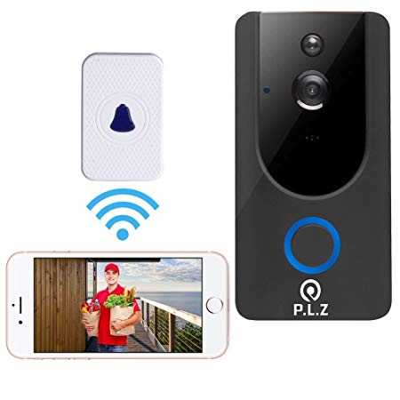 WiFi Wireless Video Doorbell Smart Door Bell 720P HD WiFi Security Camera with 8G Memory Storage and Chime, Two-Way Talk and Real-Time Video, Voice Wave Connection, Wide Dynamic Range (6)