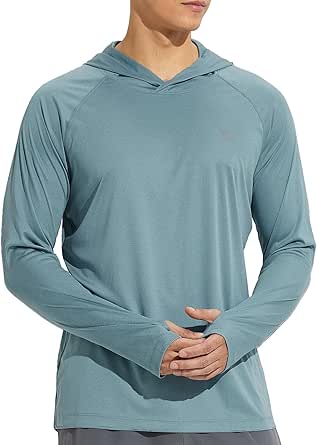 BALEAF Men's Sun Protection Hoodie Shirt UPF 50  Long Sleeve UV SPF T-Shirts Rash Guard Fishing Swimming Lightweight