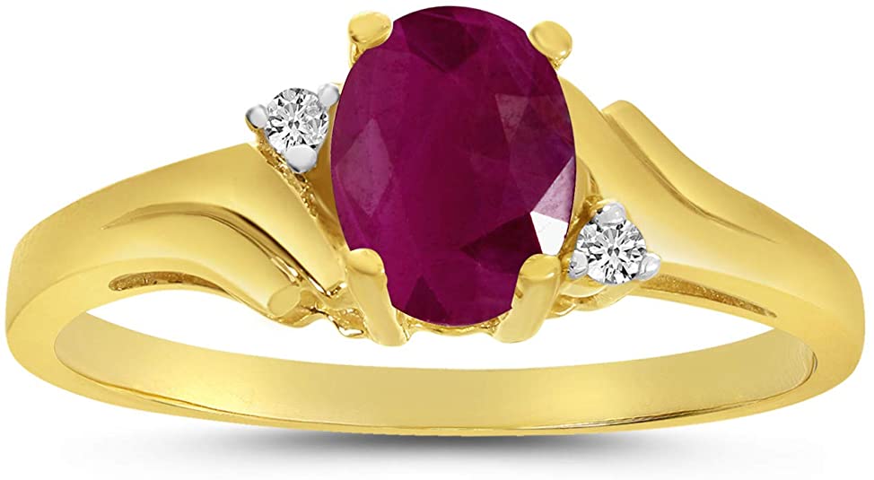 14k Yellow Gold Oval Ruby And Diamond Ring