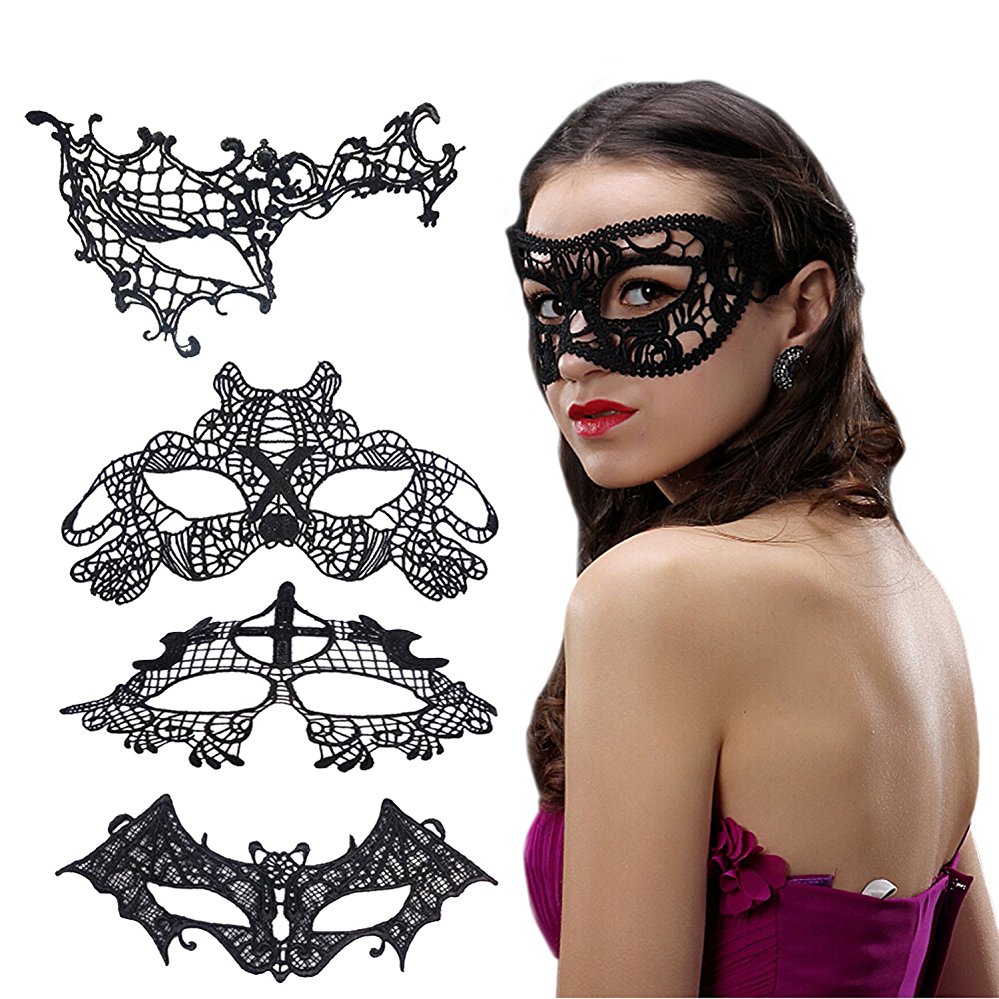 5 Pack Women Masquerade Ball Lace Masks Halloween Carnival Eye Veil