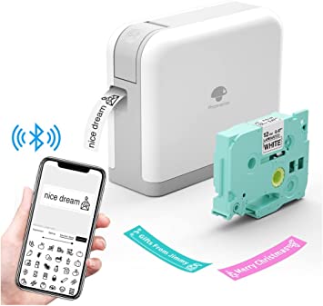 Phomemo Labeler P3200 Label Makers,Portable Bluetooth Label Printer Machine,Phone Pad Support,iOS Android,with 1 Pack Laminated Tape,Gift for Women,Men,Home,Office,School,Type-C Recharger-Grey