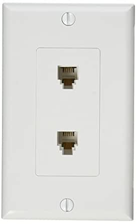 Morris 80171 Decorative Dual RJ11 4 Conductor Phone Jack Wall Plate, 2 Piece, White