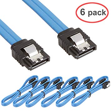LIANSHU 6Pack Straight SATA III Cable 6.0 Gbps L=24 Inches (6Pack Blue)