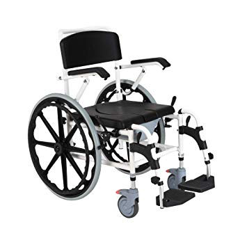 HOMCOM Rolling Shower Wheelchair Bath Toilet Commode Bariatric with 24" Wheels