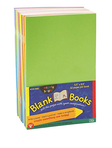 Hygloss Products Colorful Paperback Blank Books - Sketch, Writing, Journaling, Coloring Book for Children and Adults - 5.5" x 8.5", Pack of 20 Assorted Colors