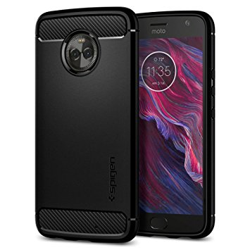 Moto X4 Case, Spigen [Rugged Armor] [Black] Original Carbon Fiber Design Flexible Slim TPU Perfect Grip Ultimate Protection for Moto X4 (2017) - M11CS22003