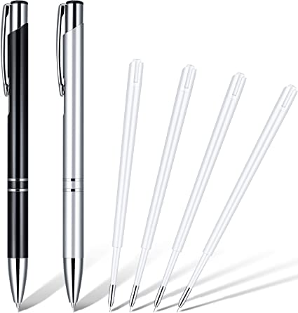 Air Release Pen Pin Pen Craft Vinyl Weeding Tools Air Release Weeding Tool Stainless Steel Point Retractable Air Release Tool Weeding Pen with Refills (Silver, Black,6 Pieces)