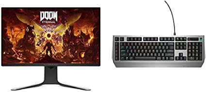 Alienware New AW2720HF 27 Inch FHD IPS LED Edgelight 2019 Monitor & Dell Alienware Pro Gaming Mechanical Keyboard - 16.8M RGB 13 Zone-Based Lighting - 15 programmable Macro Key Functions, Silver