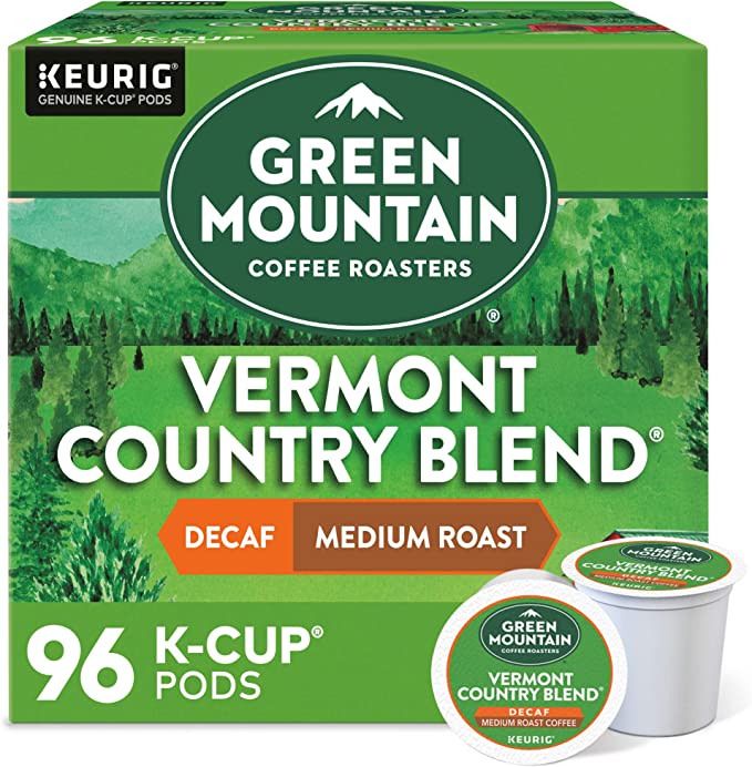 Green Mountain Coffee Decaf Vermont Country, Decaf, Medium/Dark Roast Coffee, 96 Count