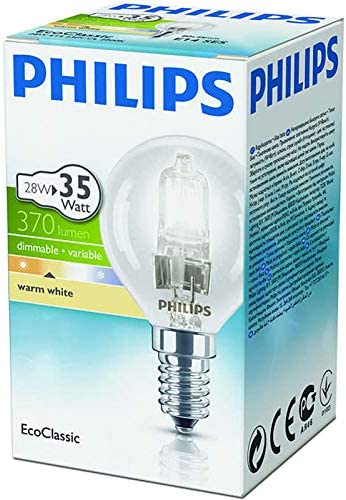 Philips 28 W Halogen EcoClassic E14 230V P45 Golf Ball - Pack of 2 Bulbs