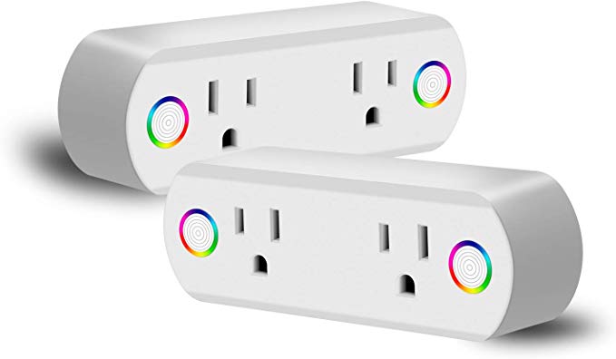 Innens Wifi Smart Plugs that Work with Alexa, Google Home and IFTTT, Mini Wireless Smart Socket Dual Outlets, Timing Function, APP Remote Control, No Hub Required (Dual Outlet - 2 Pack)
