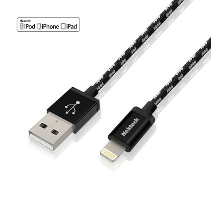 Apple Lightning to USB Cable Apple MFi Certified Nekteck Nylon Braided Apple Charging Cord 66ft  2m for iPhone 6s  6  6 Plus 5s 5c 5 iPad Pro Air 2 mini 43 iPod 5 iPod Nano and More - Black