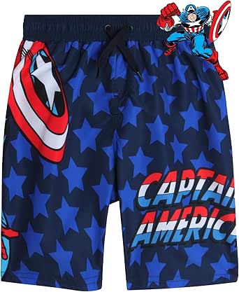 Marvel Avengers Boys’ Swim Trunks – Spider-Man, Captain America Swimsuit – UPF 50  Quick Dry Bathing Suit for Boys (2T-12)