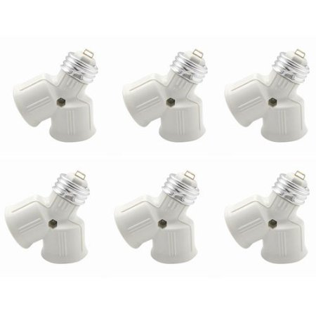 SmartDealsPro 6-Pack E27 Male to 2 Female Y Shape LED CFL Light Bulb Base Converter Adapter Splitter Lamp Holder
