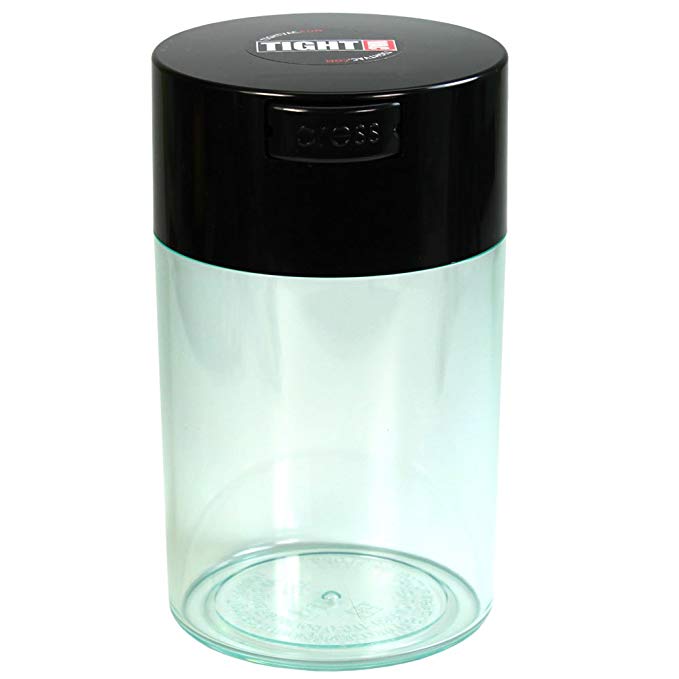 Tightpac America 6-Ounce Vacuum Sealed Dry Goods Storage Container, Clear Body/Black Cap