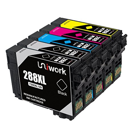 Uniwork 288XL Ink Cartridge Remanufactured for Epson 288XL 288 XL Use in Expression Home XP-330 XP-340 XP-430 XP-440 XP-446 Printer s ( 5 pack )