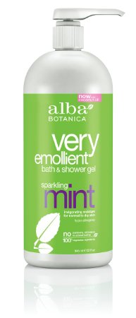 Alba Botanica Very Emollient, Sparkling Mint Bath & Shower Gel, 32 Ounce