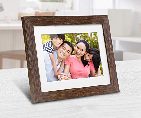 Aluratek 8 inch Digital Photo Frame with Auto Slideshow, Distressed Wood Border, 1024 x 768, 4: 3 Aspect Ratio, Wall-Mountable (ADPFD08F)