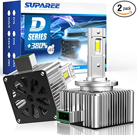 SUPAREE D3S D3R LED Headlight Bulbs, 6000K White 70W 12000LM Bright LED Conversion Kits, High Low Beam Plug and Play to Original HID Ballat, Pack of 2