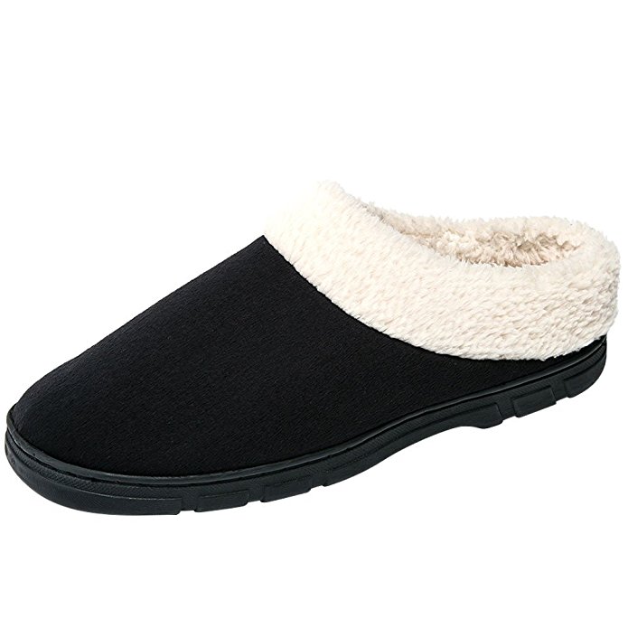 JACKSHIBO Men Warm Slippers, Comfortable Memory Foam Mens Slipper Shoes