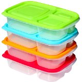 Sunsella Buddy Boxes - Plastic Bento Lunch Boxes - NOT Leakproof - 4 Pack