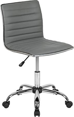 Flash Furniture Low Back Designer Armless Light Gray Ribbed Swivel Task Office Chair, BIFMA Certified