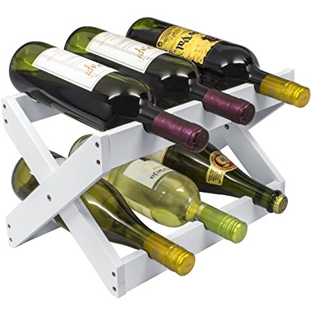 Sorbus Bamboo Foldable Countertop Wine Rack 6-bottles (White)