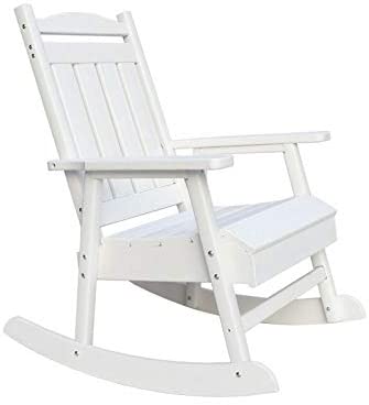 Pemberly Row Eco-Friendly Recycled Resin Lumber Outdoor Patio Rocker/Rocking Chair in White, Weather Resistant