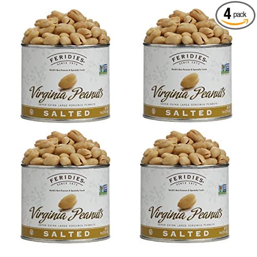 FERIDIES Super Extra Large Salted Virginia Peanuts 9oz Can (4 pack)