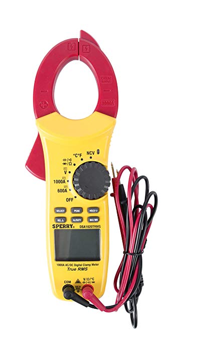 Sperry Instruments DSA1020TRMS True RMS Digital Snap-Around Clamp Meter, 10 Function, 27 Auto-Range, 600V AC/DC, 1000A