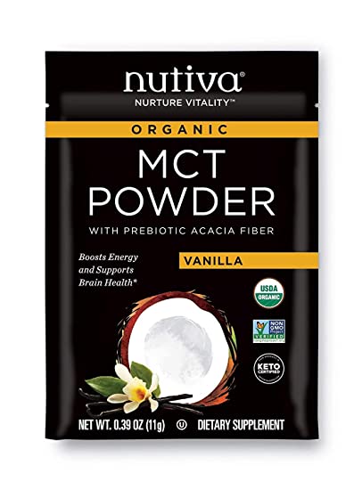 Nutiva Organic MCT Powder, USDA Organic & Non-GMO, Vanilla, 10 Count, 0.39 Ounce (Pack of 10)